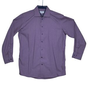 Eton Contemporary Fit Sz 41 16 Purple Blue Gingham Long Sleeve Tailored Luxury